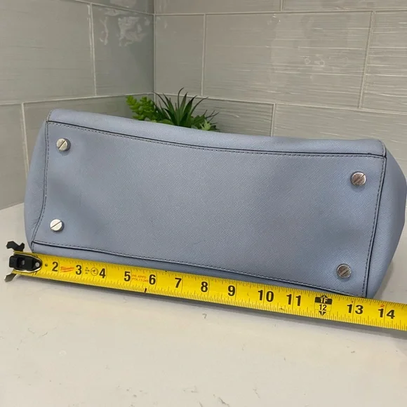 Michael Kors Light Blue Saffiano Leather Satchel Handbag Authentic - Picture 5 of 10